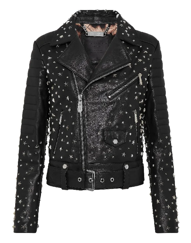 Buy More, Save More Leather Biker oversize stars Studs