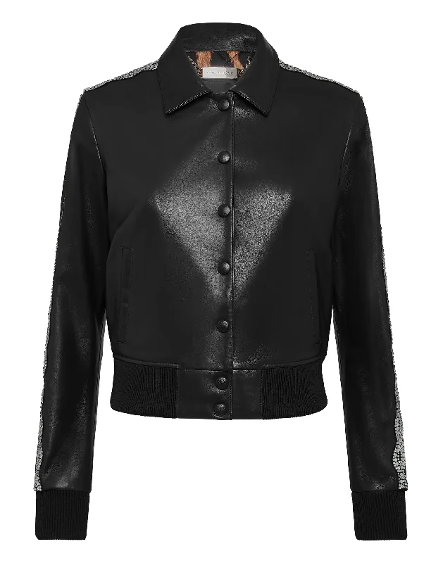 Weekend Deal Leather Bomber  Crystal Cable