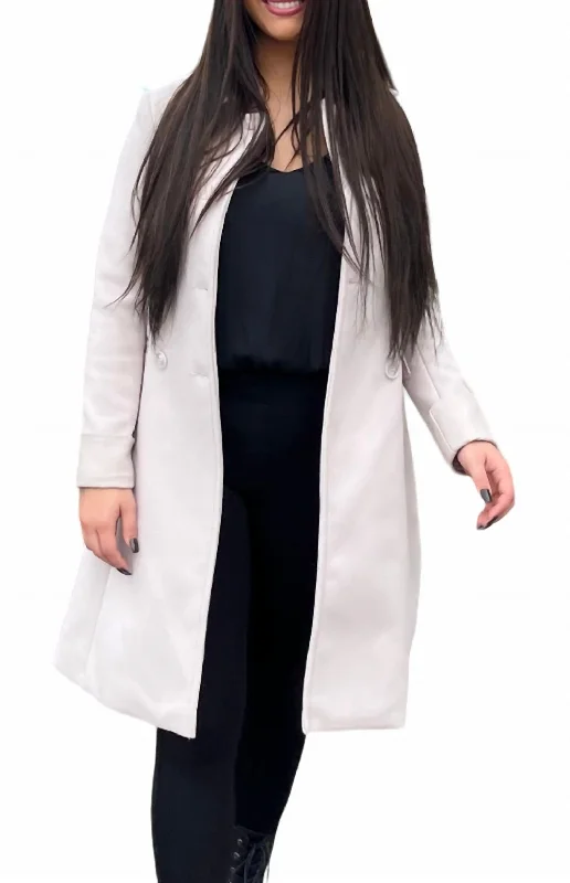 Super Deal Marilyn Double-Breasted Coat In White