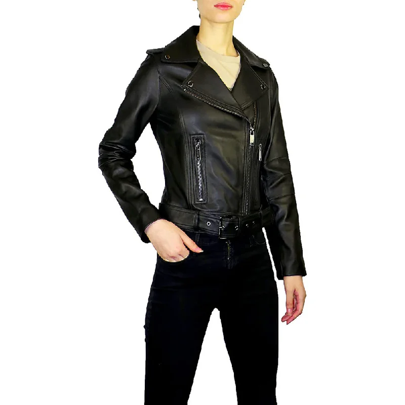 Sale Event Michael Michael Kors Women's Black Leather Asymmetrical Zip Short Leather Jacket Sale Event Michael Michael Kors Women's Black Leather Asymmetrical Zip Short Leather Jacket
