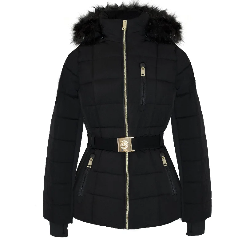 Flash Sale Michael Michael Kors Women's Black Scuba Stretch Belted Active Coat