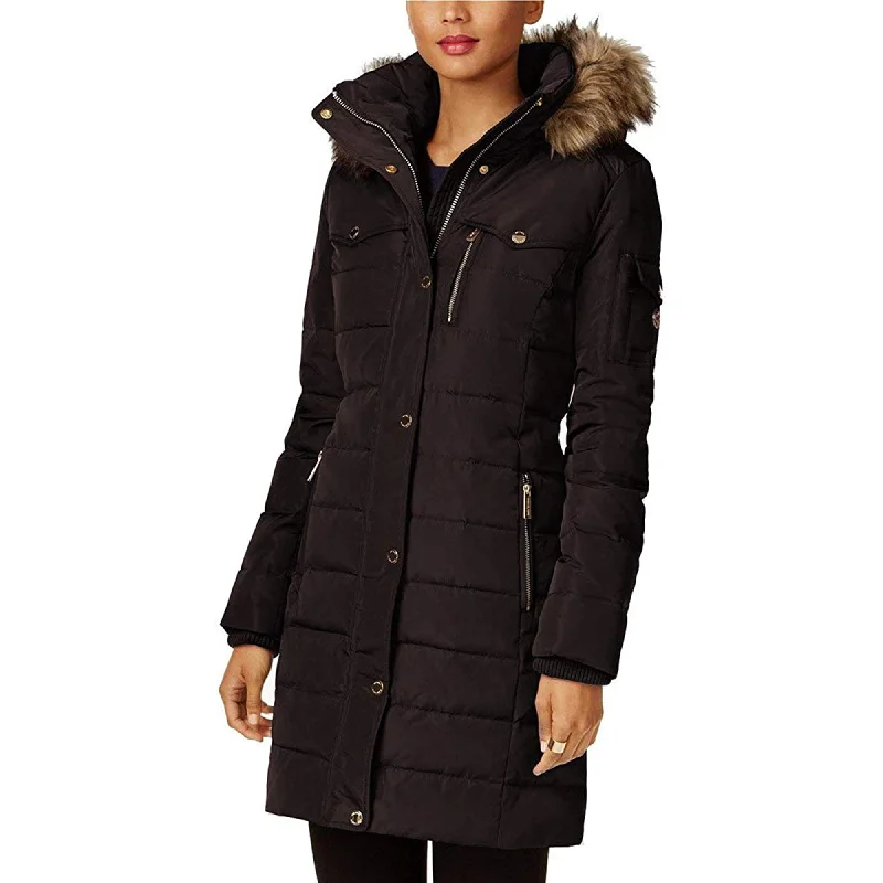 Buy More, Save More Michael Michael Kors Women's Chocolate Brown 3/4 Down Puffer Coat with Hood