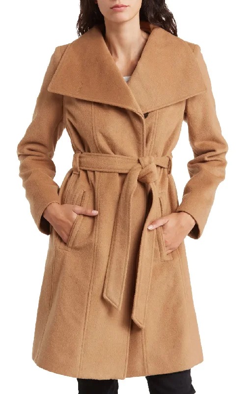 Super Bargain Michael Michael Kors Wool Belted Wrap Solid Camel Coat