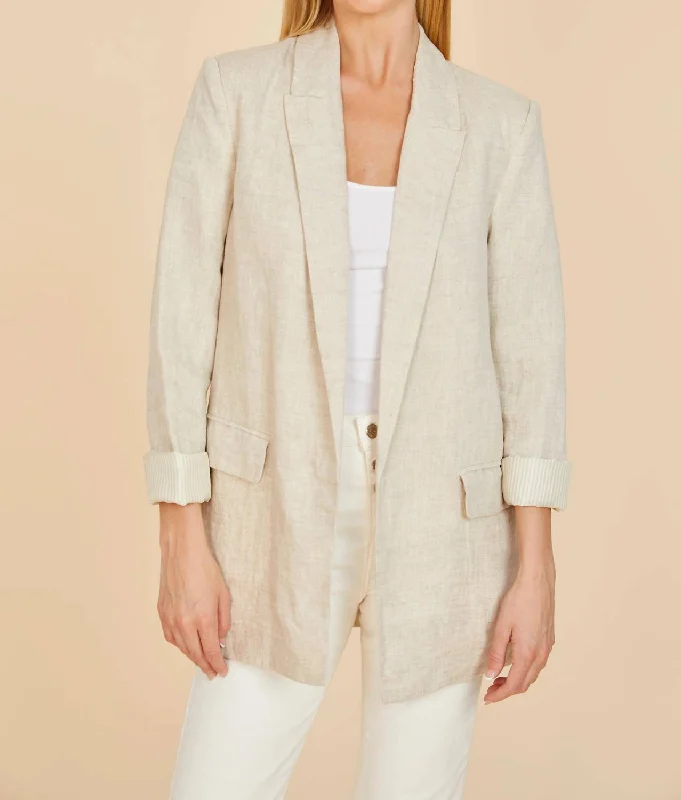 Unmissable Offer Oversized Linen Blazer In Sand