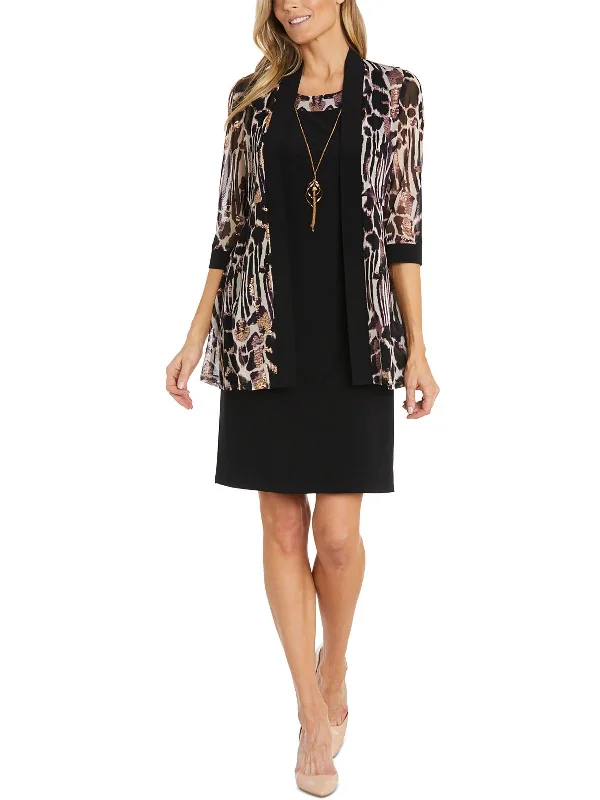 Early Access Petites Womens Metallic Printed Open-Front Blazer