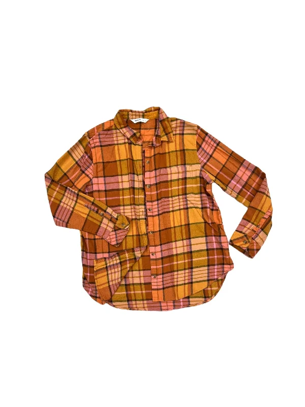 Final Sale Plaid Pattern Top Long Sleeve Sonoma, Size L