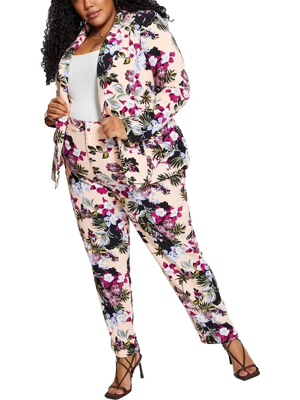 Limited Stock Plus Womens Animal Print Trendy One-Button Blazer
