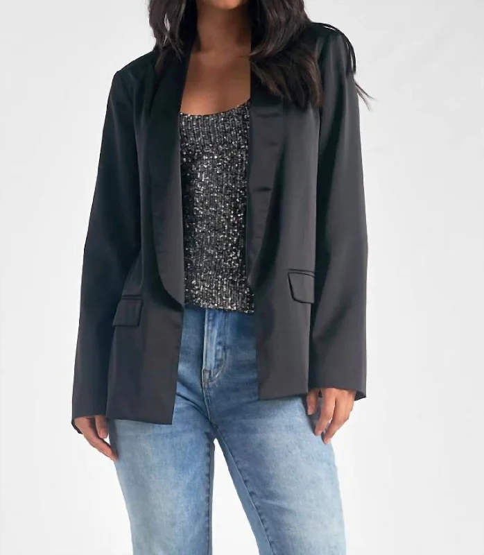 Special Promotion Satin Blazer In Black