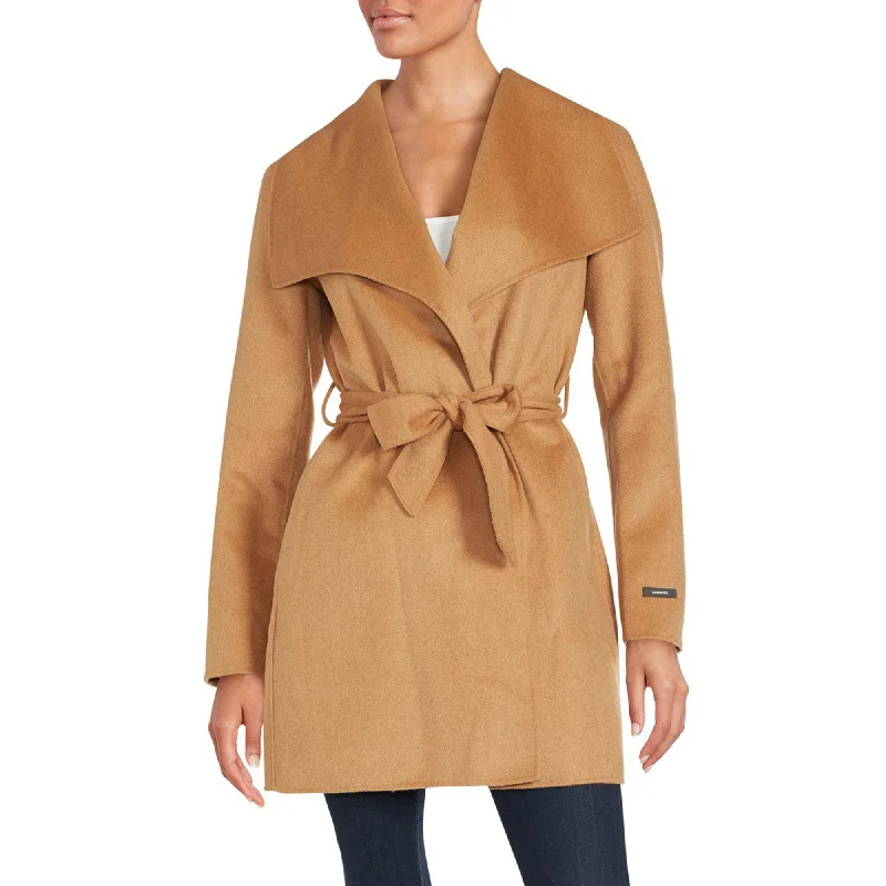 Stock Clearance T Tahari Women's Classic Double Face Wool Blend Wrap Coat, Camel