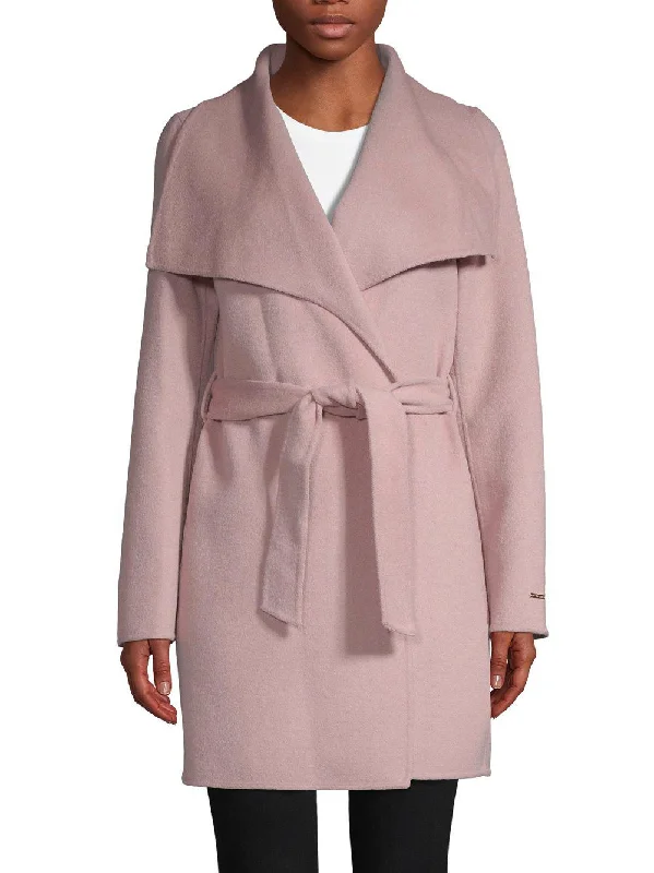 Deal Dash T Tahari Women's Powder Pink Lightweight Wool Wrap Coat Jacket