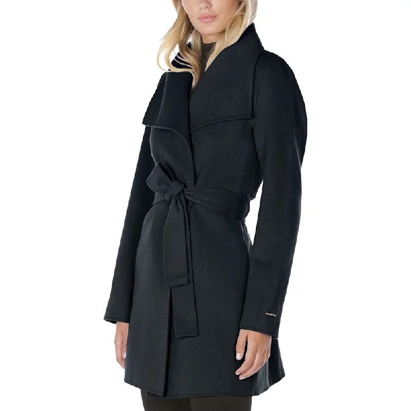 Overstock T Tahari Women's Teal Wool Ella Wrap Coat Jacket Outerwear