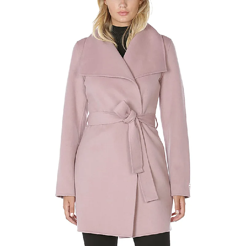 Massive Deals TAHARI Women's Wool Wrap Coat with Tie Belt, Vintage Pink Powder