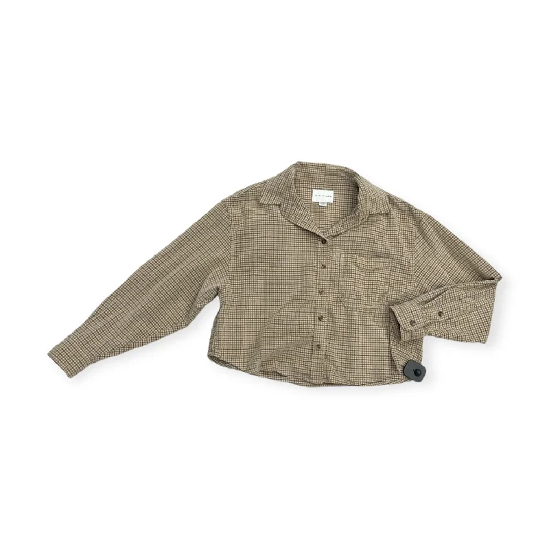 Closeout Top Long Sleeve By American Eagle In Plaid Pattern, Size: Xs