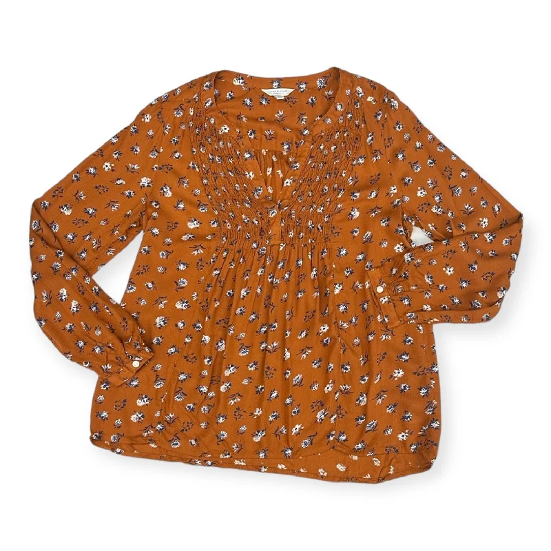 Early Bird Discount Top Long Sleeve By Lucky Brand In Orange, Size: S