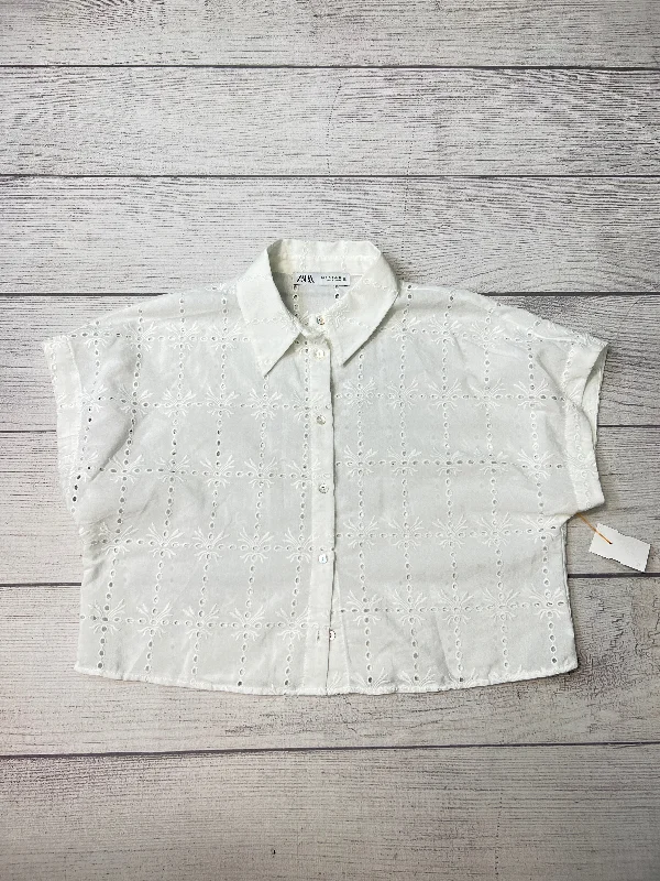 Lowest Price Top Short Sleeve By Zara In White, Size: S