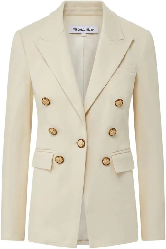 Huge Discounts Veronica Beard Women's Naira Denim Double Breased Blazer Jacket, Ecru