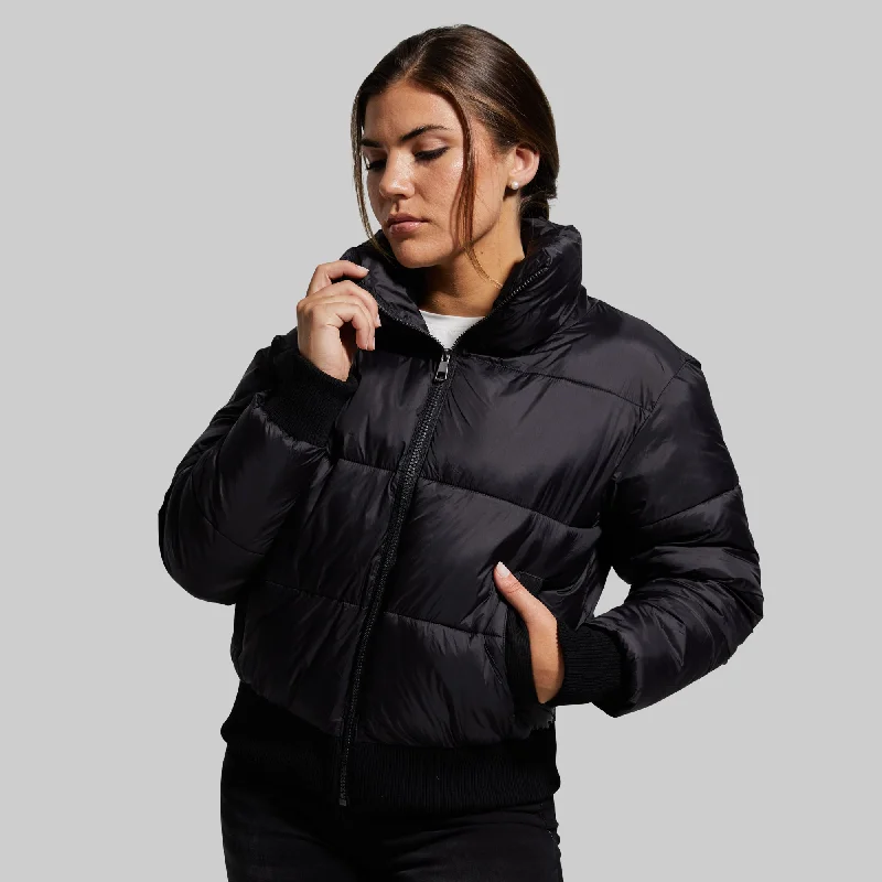Price Blitz Warm Rush Cropped Puffer Jacket (Black)