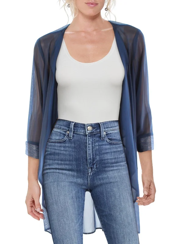 Quick Sale Womens Mesh Contrast Trim Duster Blazer