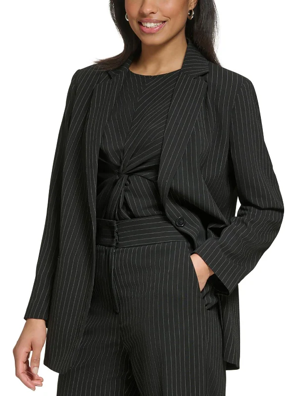 Super Bargain Womens Pinstripe Polyester One-Button Blazer