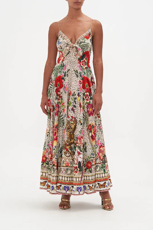 New Deals LONG DRESS WITH TIE FRONT LEOS BOUQUET
