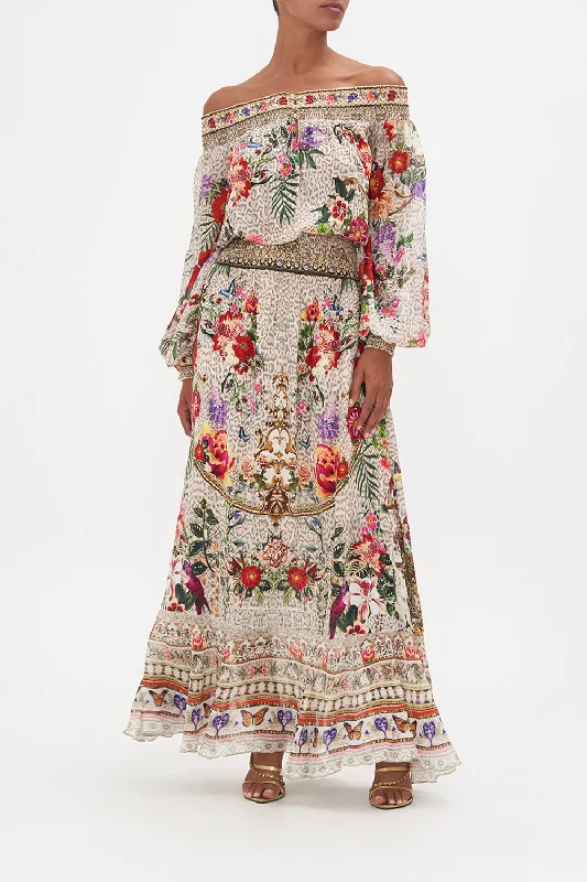 Now or Never OFF SHOULDER SHIRRED DRESS LEOS BOUQUET