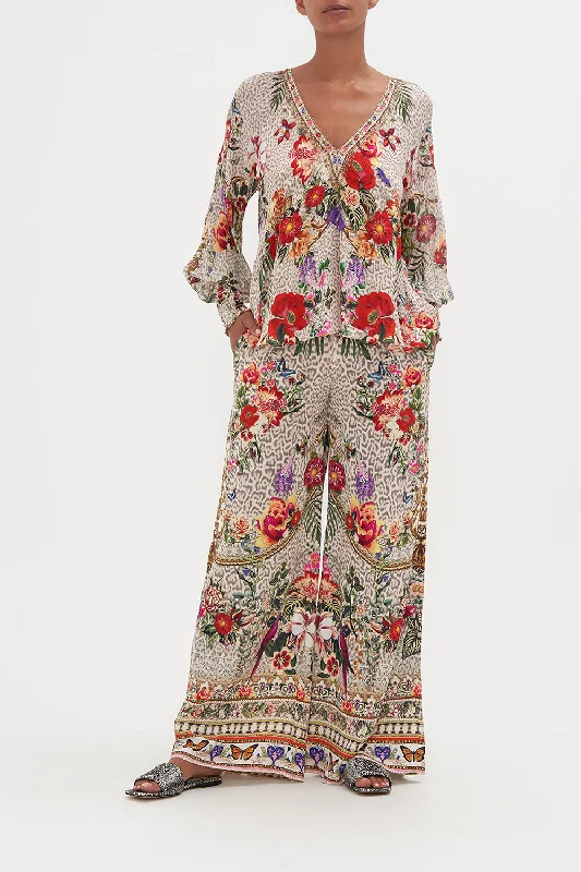 Price Cut SHIRRED CUFF BLOUSE LEOS BOUQUET