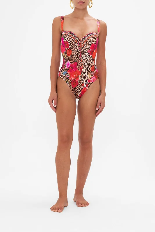 Limited Time LACE-UP BALCONETTE UNDERWIRE ONE PIECE HEART LIKE A WILDFLOWER