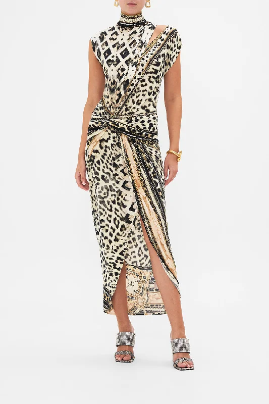 Now or Never GATHERED COLUMN JERSEY DRESS MOSAIC MUSE