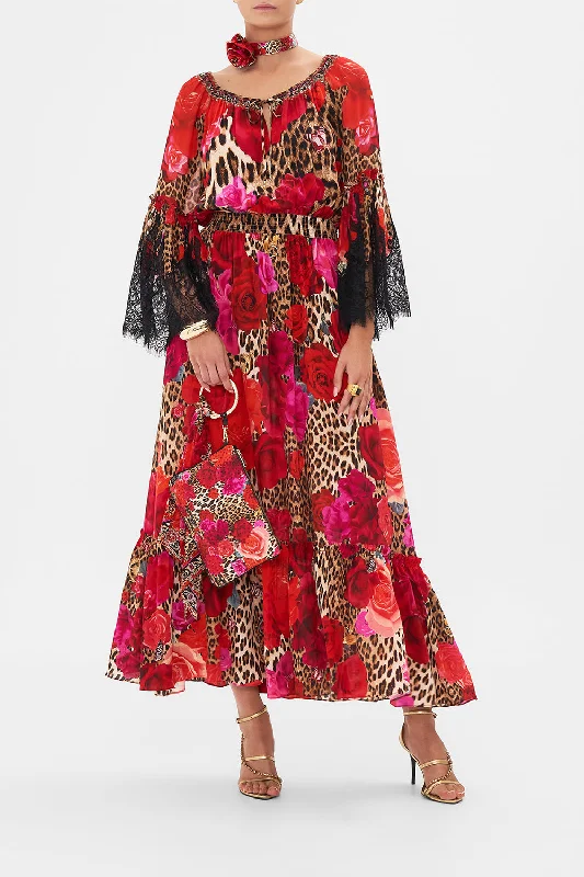 Can't Miss LONG DRESS WITH GATHERED BELL SLEEVE HEART LIKE A WILDFLOWER