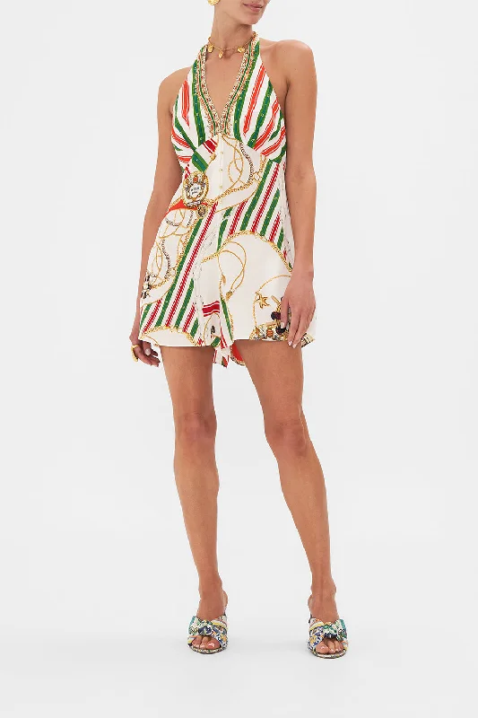 Buy More, Save More BUTTON FRONT HALTER PLAYSUIT SALUTI SUMMERTIME