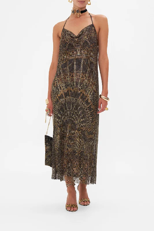Deep Discounts CRYSTAL BIAS HALTER DRESS MASKED AT MOONLIGHT