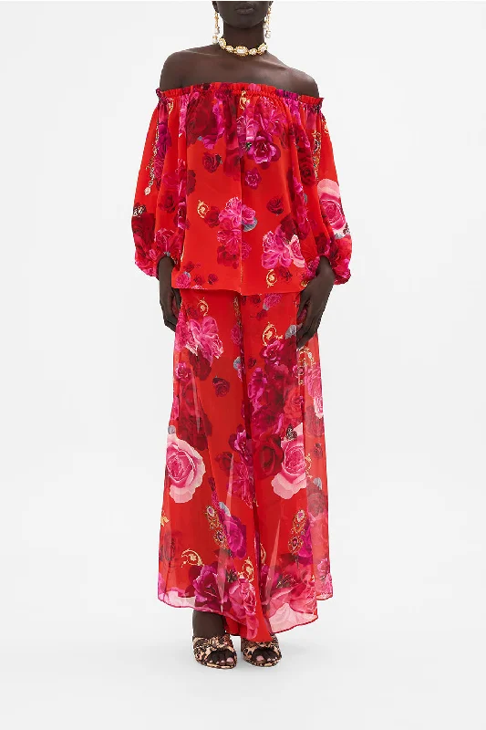 Online Only FRILL OFF SHOULDER TOP ITALIAN ROSA