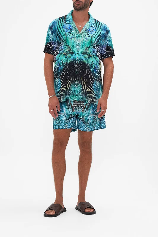 Stock Clearance SHORT SLEEVE CAMP COLLARED SHIRT AZURE ALLURE