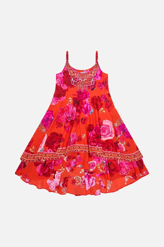 Special Discount KIDS' ROUND NECK TIERED DRESS 12-14 ITALIAN ROSA