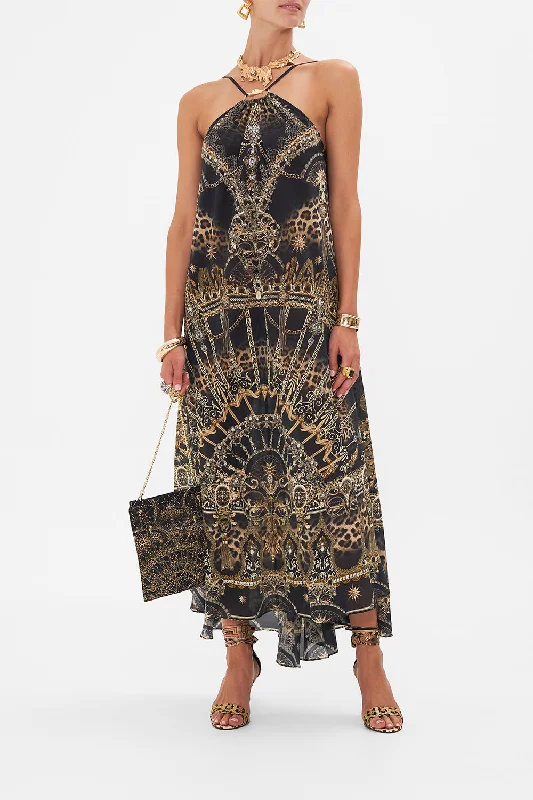 Daily Deals GATHER NECK HALTER MAXI DRESS MASKED AT MOONLIGHT