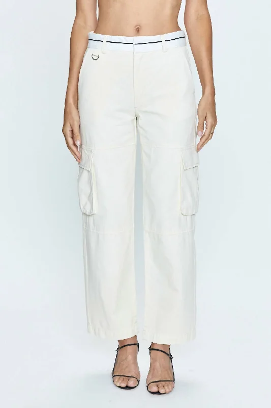 Sneak Peek Sale Addie High Rise Cargo Trouser In Eggshell