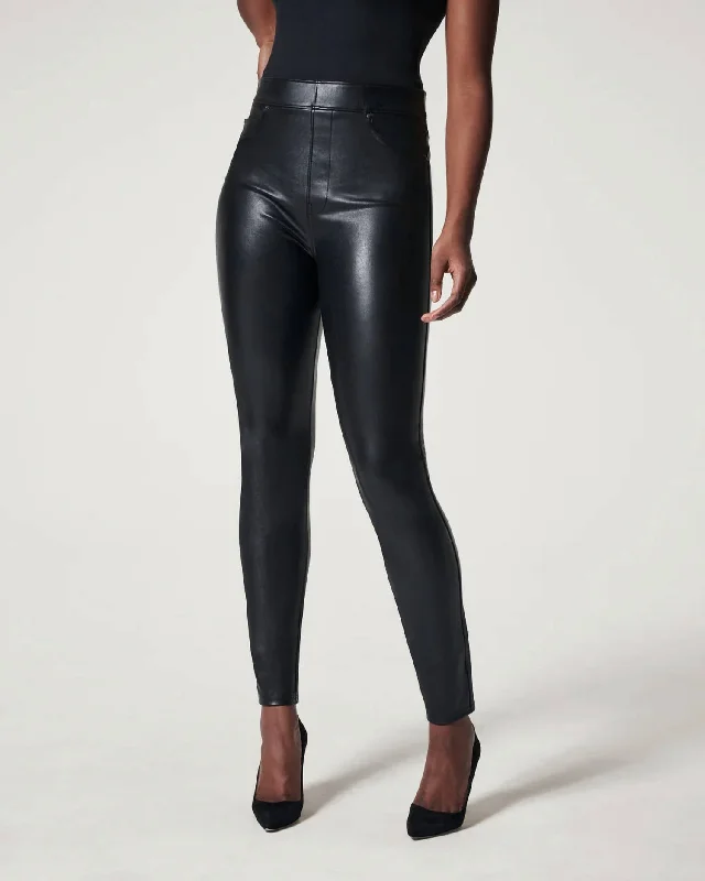 Big Savings Ankle Leather-Like Skinny Pants In Luxe Black