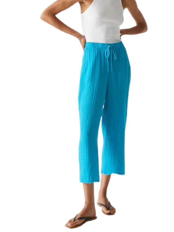 Best Seller Ashton Crop Gauze Pull-On Pants In Light Blue