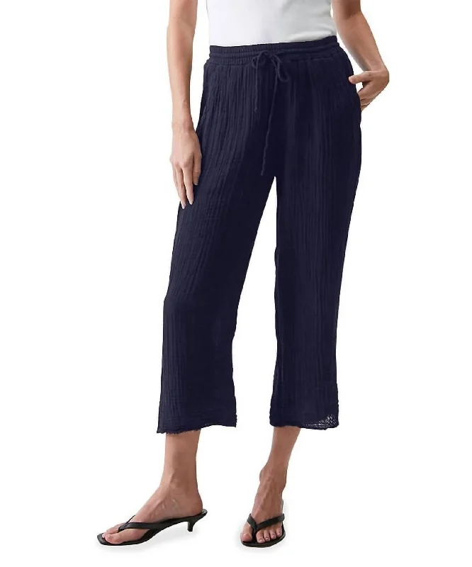 Big Savings Ashton Crop Gauze Pull-On Pants In Navy