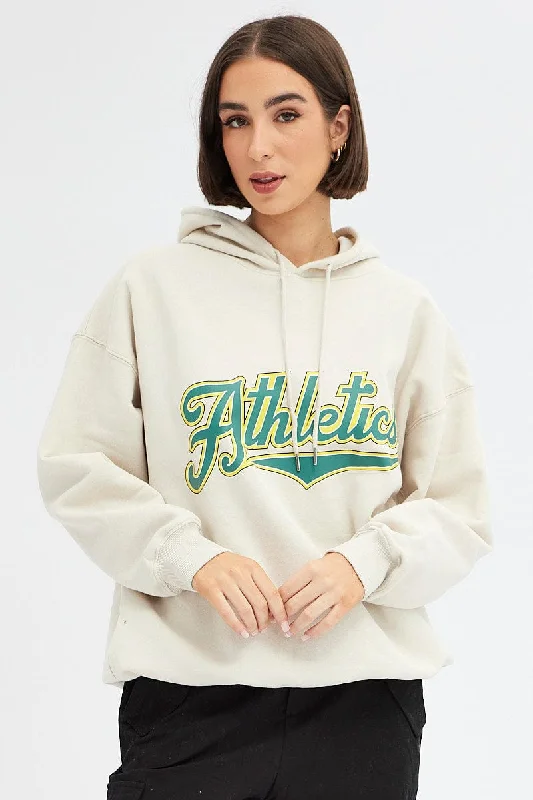 Special Offer Beige Graphic Sweater Long Sleeves