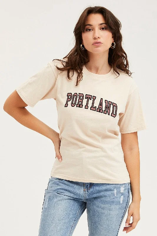 Exclusive Savings Beige T Shirt Short Sleeve