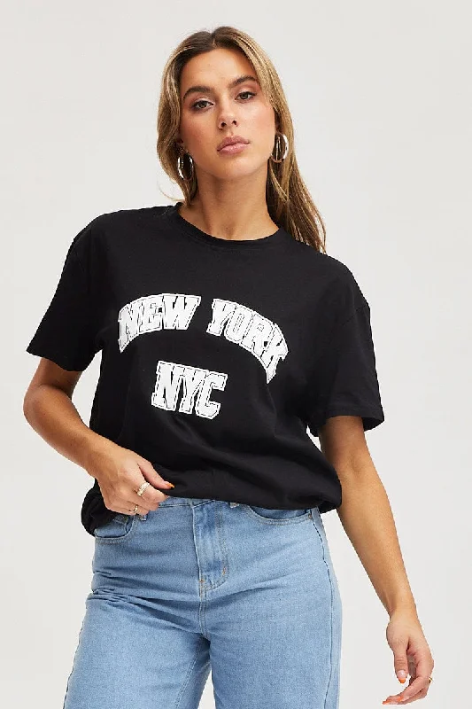 Online Only Black Graphic T Shirt Short Sleeve
