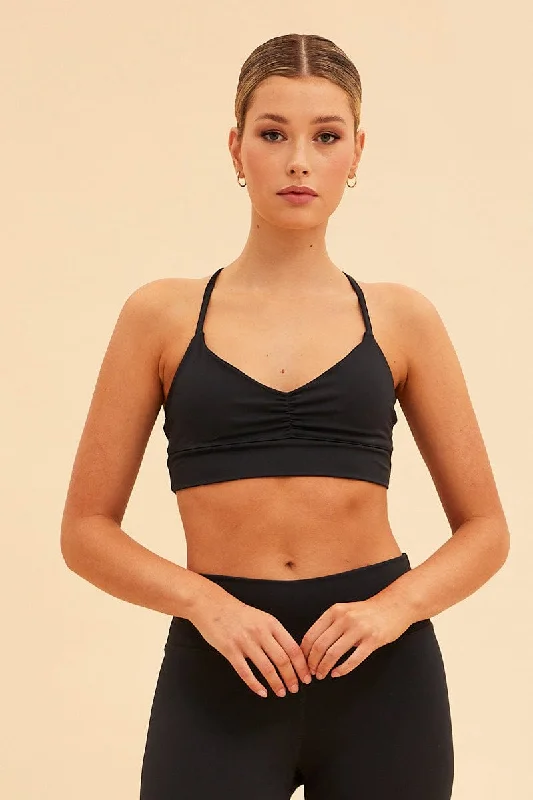 Super Sale Black Sara Bralette Ruched Front
