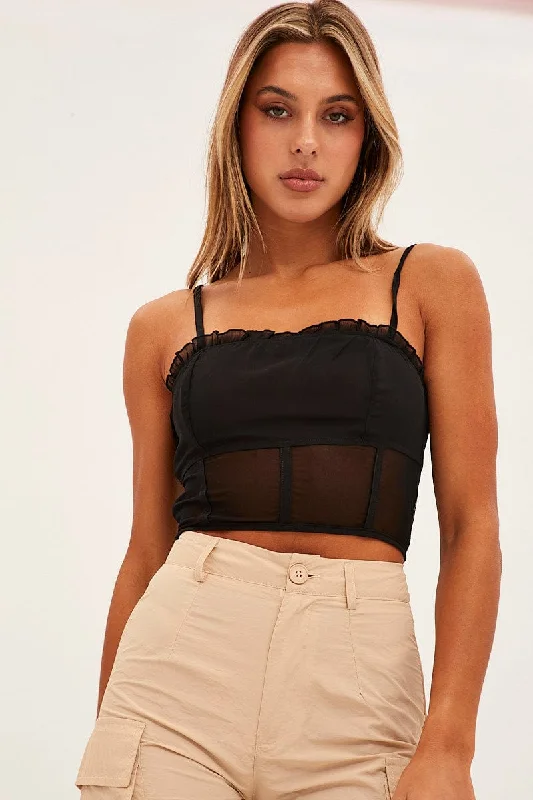 Factory Direct Sale Black Sleeveless Cami Top