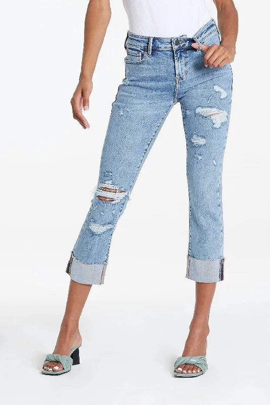 Big Discounts Blaire High Rise Cuffed Slim Straight Jean In Glass Beach