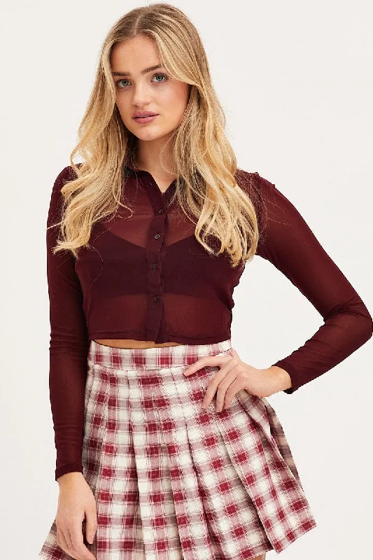 Exclusive Preview Brown Shirt Long Sleeve Mesh
