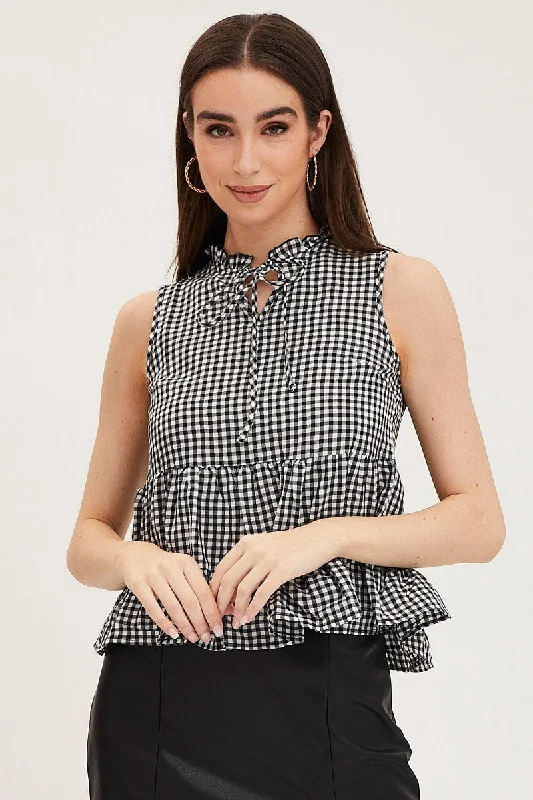 Price Fest Check Gingham Wrap Top