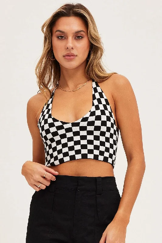 Price Meltdown Check Knit Top Halter