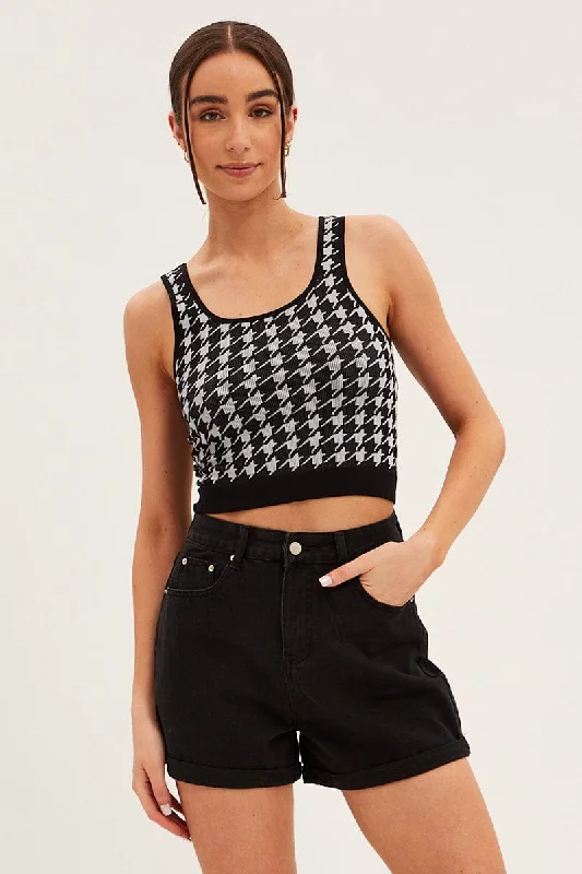 Savings Bonanza Check Tank Crop Top Seamless