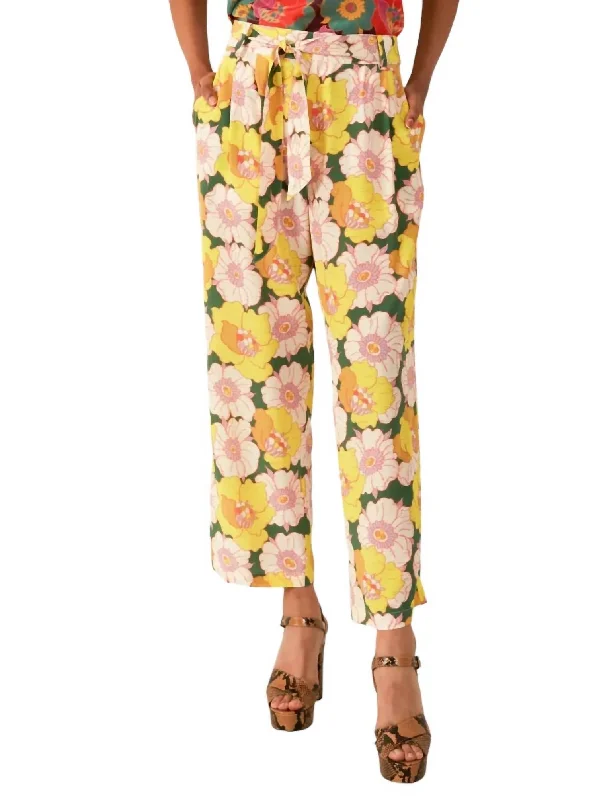 Warehouse Sale Colette Citrus Blossom Silk Pant In Green Citrus